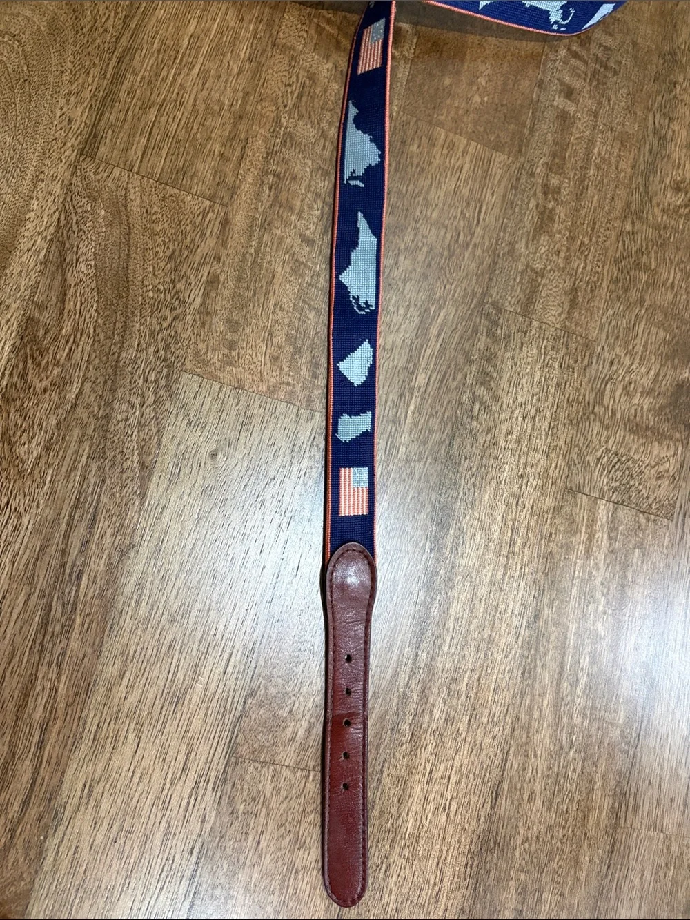 Smathers & Branson American Flag Needlepoint Belt in Navy Size 40